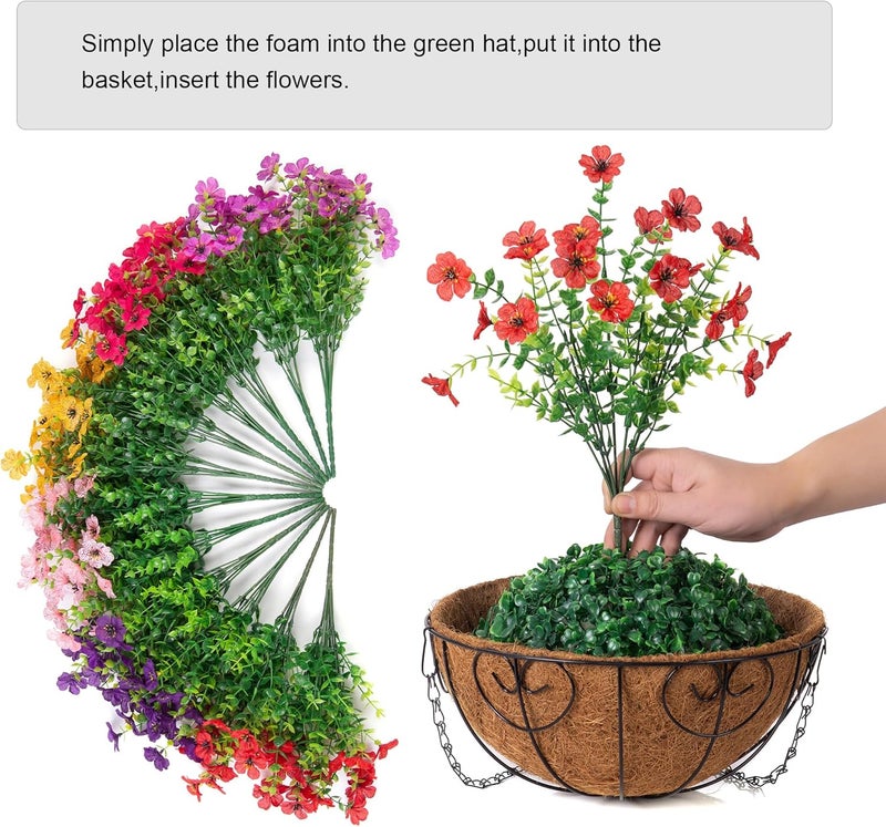 HyeFlora Artificial Fake Hanging Plants Flowers with Basket Outdoor Decor Faux Silk Dasiy Flower Arrangements in Pot Planter for Porch Home Indoor Patio Garden Yard Decoration - Image 4
